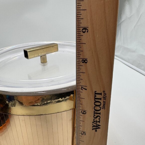 Vintage Georges Briard Ice Bucket Mirror Gold with Clear Handle and Lid Vintage - Picture 9 of 10